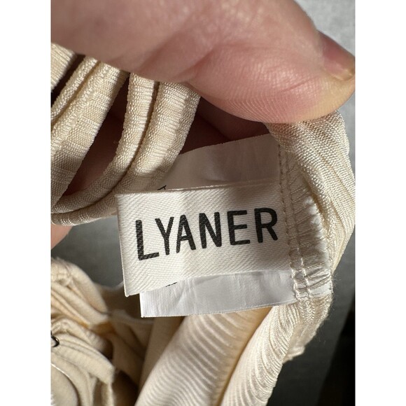 Lyaner Beige Sleeveless Cut-Out Front Midi Dress Women's Medium Body Con - Picture 8 of 9